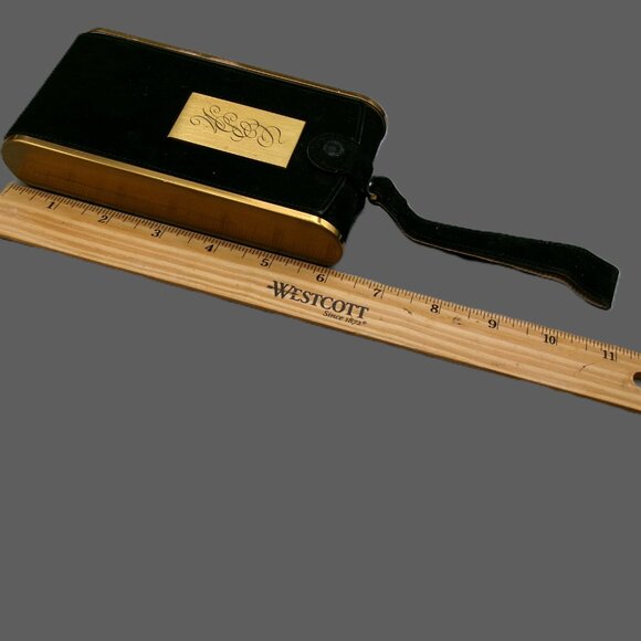 Wadsworth Black Suede Compact Wristlet Minaudiere Cigarette Holder, VTG Vanity - Picture 10 of 11
